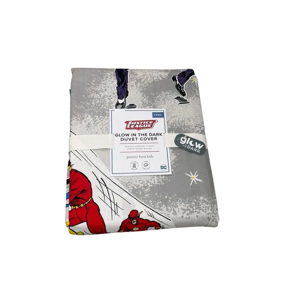 Pottery Barn Kids Justice League Glow In The Dark Duvet Cover Twin Size New